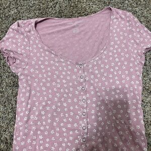 Floral Pink Button-Up Women's Top